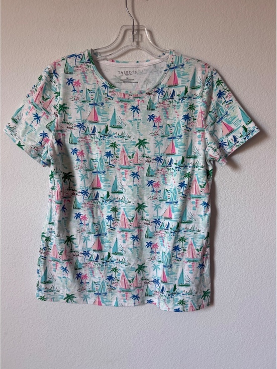 Talbots Tops - Talbots Short Sleeve Round Neck Colorful Sailboat T-Shirt Women's Size M Petite